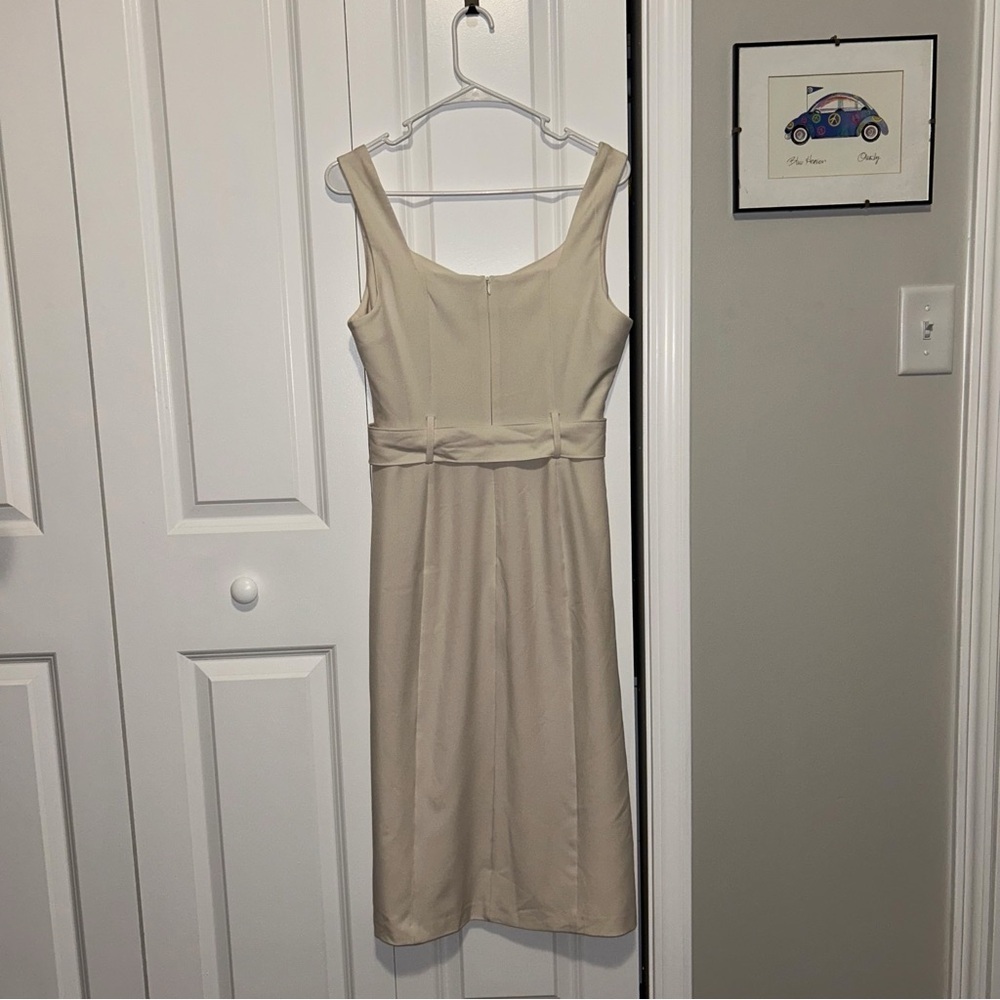 NWT Banana Republic Cream Belted Midi Sheath Dress - Picture 3 of 10